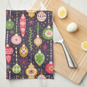 Vintages Weihnachtsverzierungs-Muster Geschirrtuch (Viertel Falte)