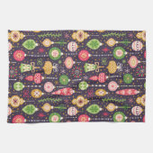 Vintages Weihnachtsverzierungs-Muster Geschirrtuch (Horizontal)