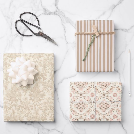Vintages Weihnachtswrapping Paper Geschenkpapier Set (Vorderseite)