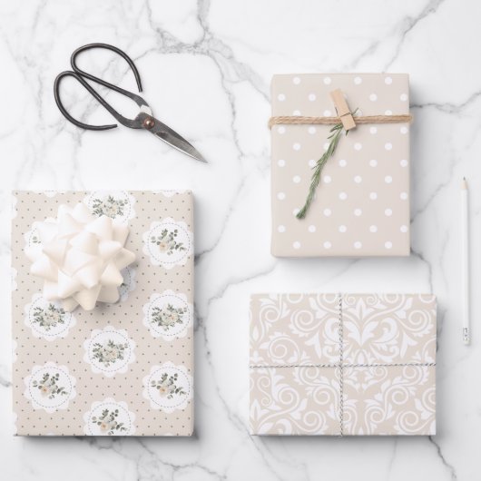 Vintages Weihnachtswrapping Paper Geschenkpapier Set (Vorderseite)