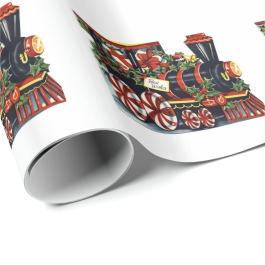Vintages Weihnachtszug-Feiertagsverpackungspapier Geschenkpapier (Rolleneckpunkt)