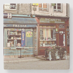 Vintages Wein-Bar u. -restaurant in Frankreich, Steinuntersetzer