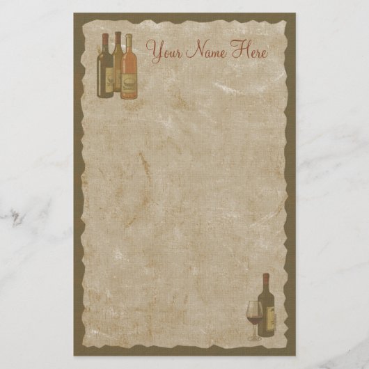 Vintages Wein-Flaschen-Briefpapier Briefpapier (Vorderseite)
