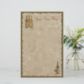 Vintages Wein-Flaschen-Briefpapier Briefpapier (Stehend Vorderseite)