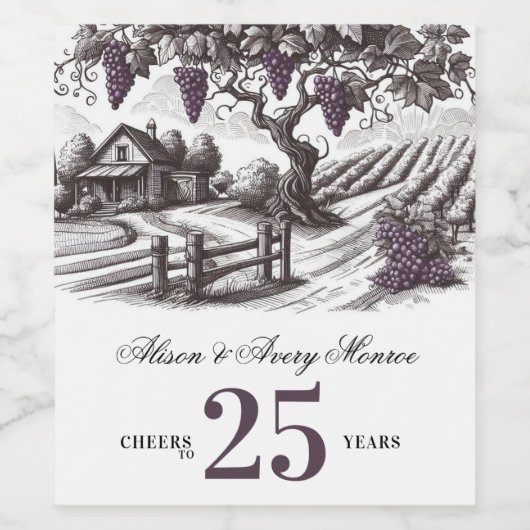 Vintages Weinberg-Jubiläum Party Weinetikett (Einzelnes Label)