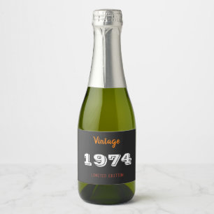 Vintages Weinetikett 1974 - 52. Geburtstagsausgabe Schaumweinetikett