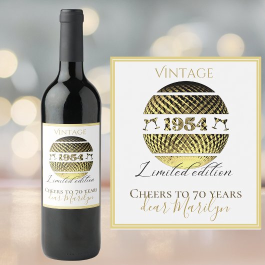 Vintages Weinetikett aus dem Jahr 1954