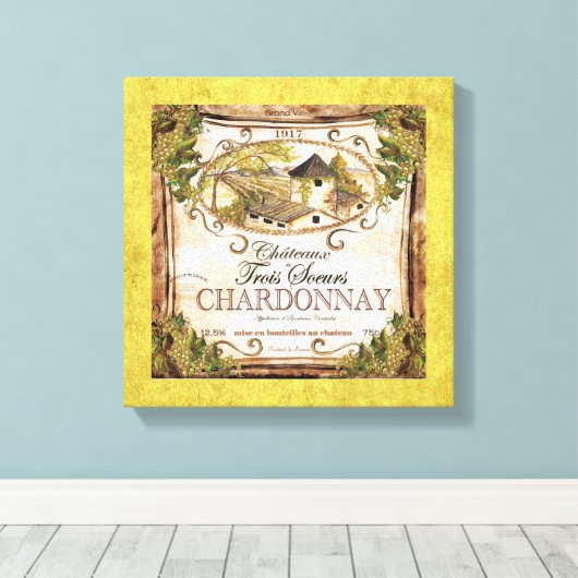Vintages Weinetikett Leinwanddruck (Insitu (Holzboden))