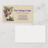 Vintages Weinglas und Weintrauben Visitenkarte (Vorne/Hinten)
