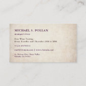 Vintages Weinkellner Sommelier Traubenlogo Visitenkarte (Rückseite)