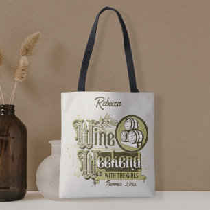 Vintages Weinwochenende mit Girl Tote Tasche