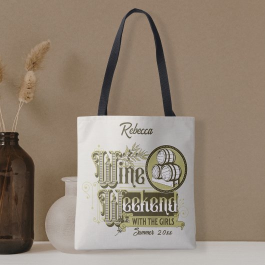 Vintages Weinwochenende mit Girl Tote Tasche