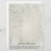 Vintages Weiß auf weißem Blumengruß Letterhead Briefbogen (Vorne/Hinten)