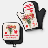 Vintages Weiß im Weihnachtsgeist Ofenhandschuh & Topflappen-Set (Vorderseite/Rückseite)