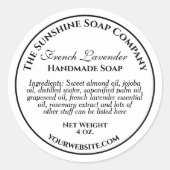 Vintages Weiß mit schwarzer Textseife Kosmetik Runder Aufkleber (Vorderseite)