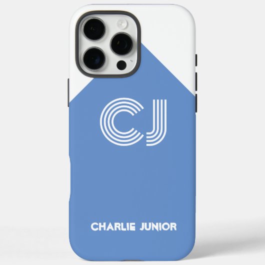 Vintages Weiß und Aqua-Blau mit Monogramm Case-Mate iPhone Hülle (Rückseite)