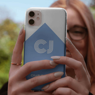 Vintages Weiß und Aqua-Blau mit Monogramm Case-Mate iPhone Hülle