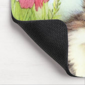 Vintages Weiß und Brown Kitten mit Blume Mousepad (Ecke)