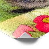 Vintages Weiß und Brown Kitten mit Blume Poster (Ecke)