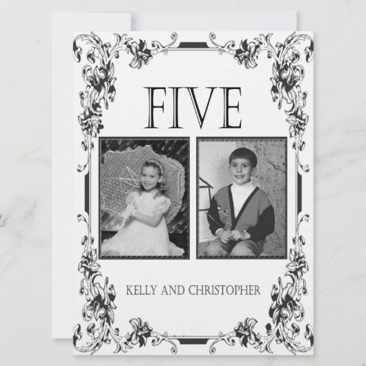 Vintages Weiß und Schwarzes Foto Tischnummer 5 (Vorderseite)