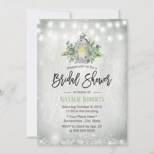 Vintages Weiße Laterne Rustikales Brautparty Einladung (Vorderseite)