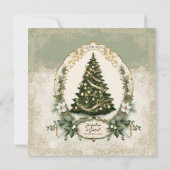 Vintages Weißes Blumengebirge Weihnachtsbaum Elega Einladung (Rückseite)
