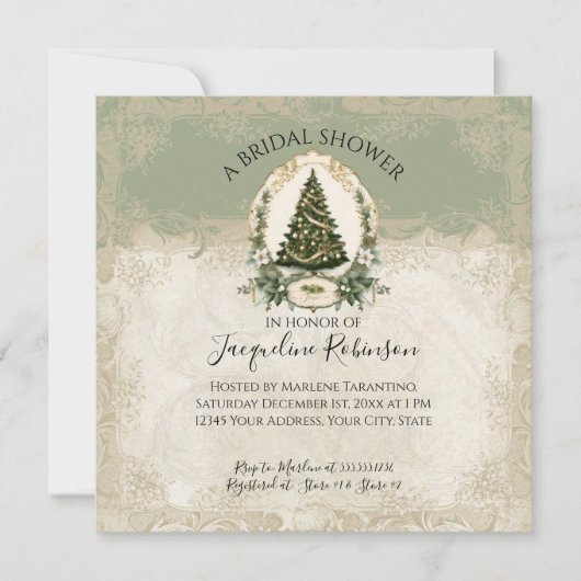 Vintages Weißes Blumengebirge Weihnachtsbaum Elega Einladung (Vorderseite)