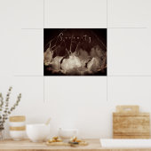 Vintages weißes Blumenposter Poster (Küche)