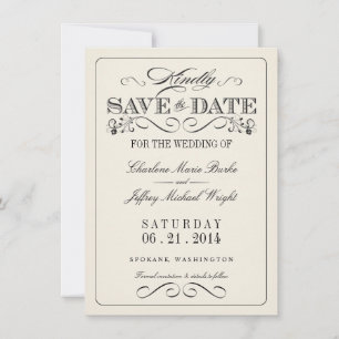 Vintages Weißes Elegant Save the Date WT313