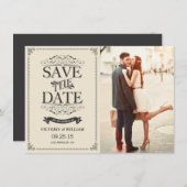 Vintages Weißes Elegantes Ankündigung Datum freiha (Vorne/Hinten)