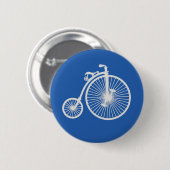 Vintages weißes Fahrrad auf blau Button (Vorne & Hinten)