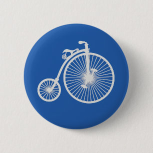 Vintages weißes Fahrrad auf blau Button