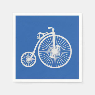 Vintages weißes Fahrrad auf blau Serviette