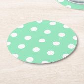 Vintages weißes gepunktetes elegantes Lederminzgrü Runder Pappuntersetzer (Angewinkelt)