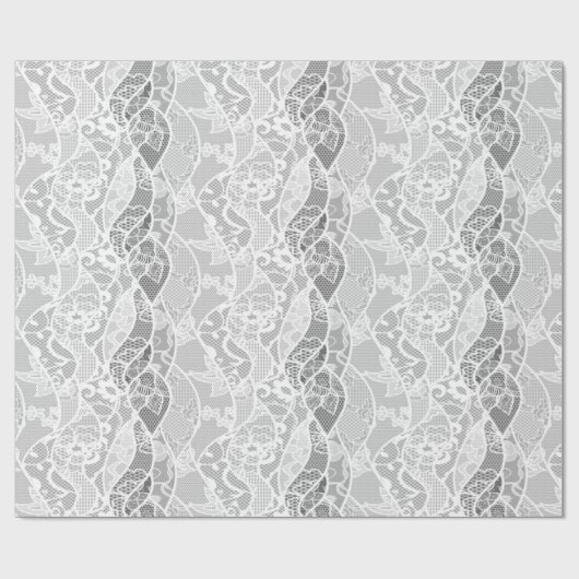Vintages weißes graues französisches Spitzemit Geschenkpapier (Flach)