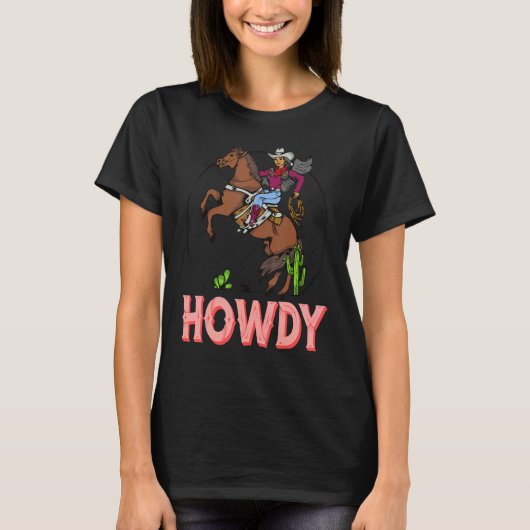Vintages weißes Howdy Rodeo Western Süd T-Shirt (Vorderseite)