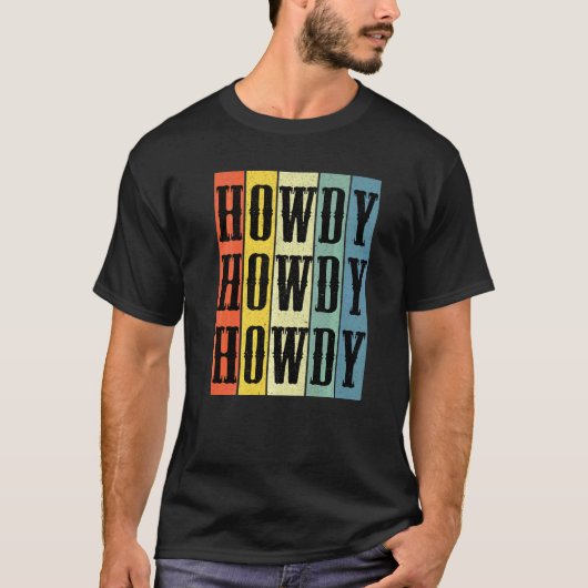 Vintages weißes Howdy Rodeo Western Süd T-Shirt (Vorderseite)