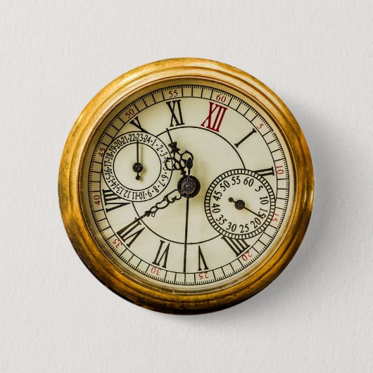 Vintages weißes Kaninchen alte steampunk Uhr Button (Vorderseite)