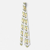 Vintages weißes Lilienmuster Krawatte (Rückseite)