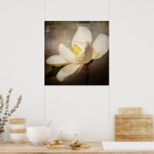 Vintages Weißes Magnolia Bäume Blume Braun Poster (Küche)