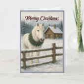 Vintages Weißes Pferd Weihnachten (Vorderseite)