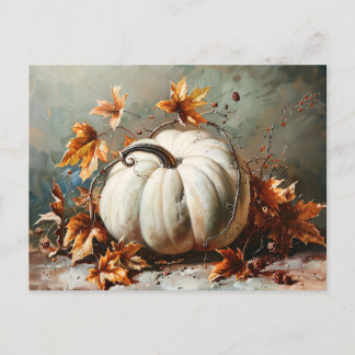 Vintages weißes Pumpkin-Gemälde Postkarte
