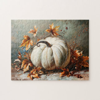 Vintages weißes Pumpkin-Gemälde Puzzle