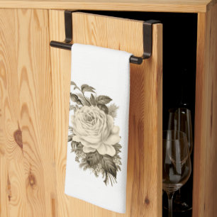Vintages weißes Rosenstück Handtuch