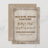 Vintages weißes rustikales Holz Rett Hochzeit Ankündigungspostkarte (Vorne/Hinten)