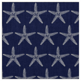 Vintages weißes Starfish-Monogramm-Küstenleinen Stoff