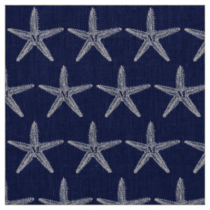 Vintages weißes Starfish-Monogramm-Küstenleinen Stoff