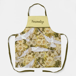 Vintages weißes Taubenmuster Schürze