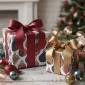 Vintages Weißes Weihnachtsschmuckpapier Geschenkpapier