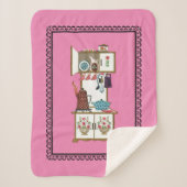 Vintages Weißkochen Blume Kaffeepuppe Sherpadecke (Vorderseite)